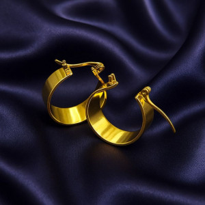 Серьги стальные с напылением золотом кольца J10206CJJ Серьги стальные с напылением золотом кольца J10206CJJ