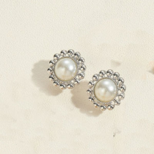 Серьги-пусеты Цветы с жемчугом CJC96658 Серьги-пусеты Цветы с жемчугом CJC96658