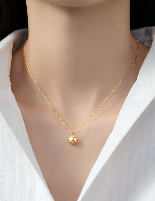 Золотистая Цепочка с кулоном в форме гладкой капли L82124