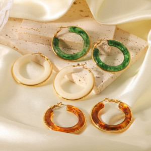 Серьги-кольца (конго) с цветными акриловыми вставками CJL78728