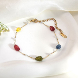 Браслет-цепочка с разноцветными бусинами CJT26593