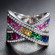 Серебряное кольцо с радужными камнями CJZ16192