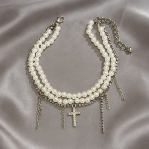 Браслет многорядный с подвеской-крестом 1J11901CJJ