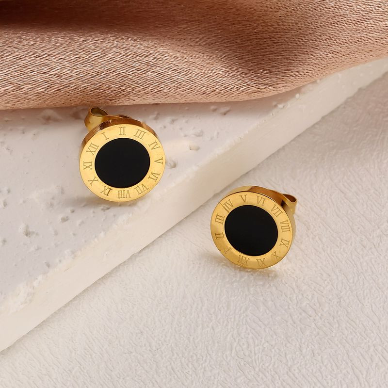 Серьги титановая сталь с напыление золотом римские цифры 1J11960CJJ
