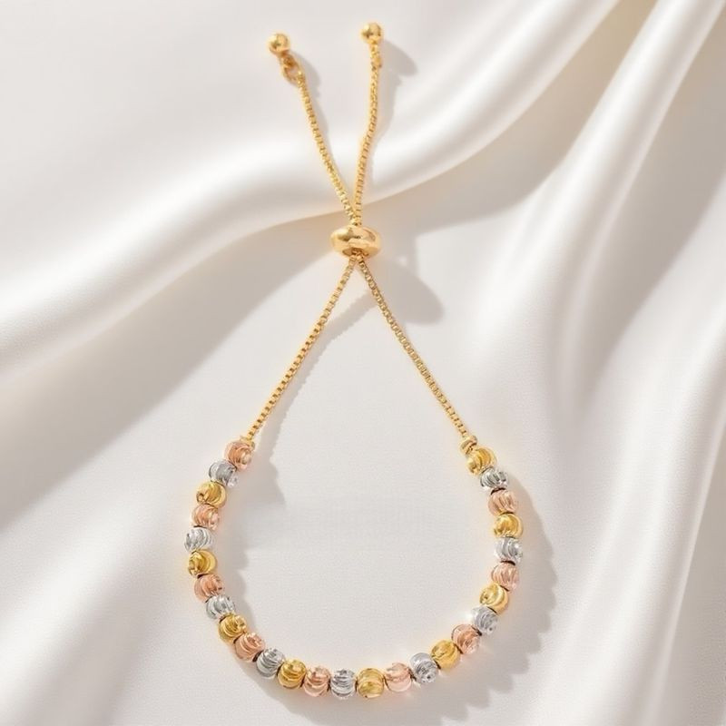 Браслет на тонкой цепочке с разноцветными бусинами 1J12083CJJ