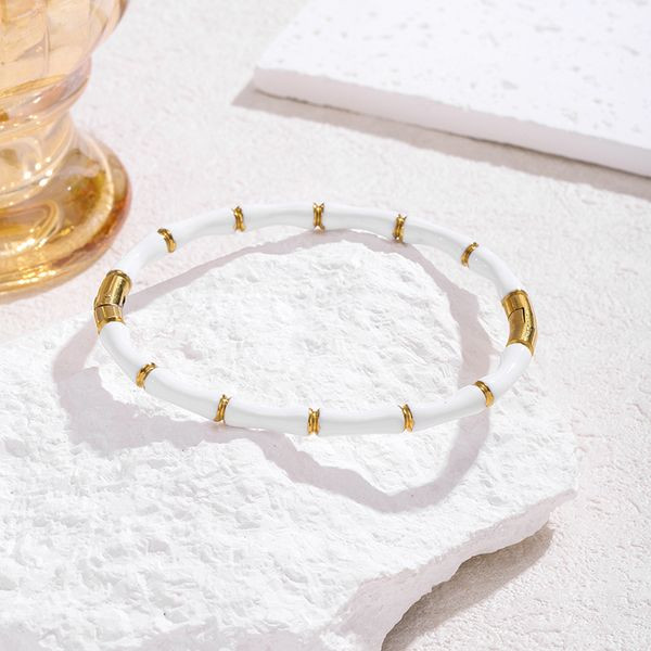 Браслет стальной с розовыми цилиндрическими вставками CJL89990