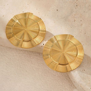 Серьги-пусеты Диски с концентрическим рельефом CJL83709 Серьги-пусеты Диски с концентрическим рельефом CJL83709