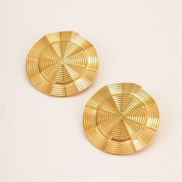 Серьги-пусеты Диски с концентрическим рельефом CJL83709