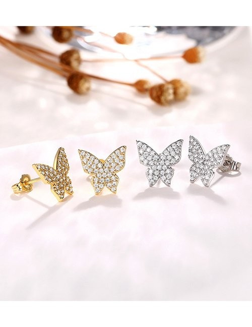 Сияющие серьги-пусеты «Бабочки» M00958