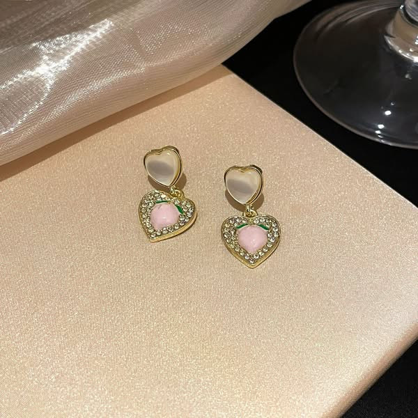 Романтичные серьги-пусеты двойные сердца 1J11579