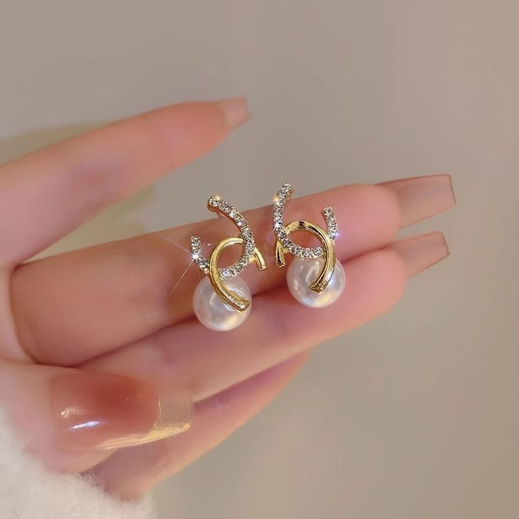 Серьги гвоздики жемчуг ювелирный сплав J11486CJJ