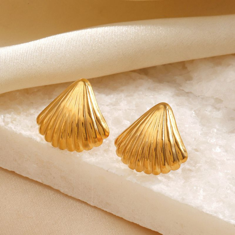 Серьги-пусеты Ракушки-гребешки гладкие CJN27812