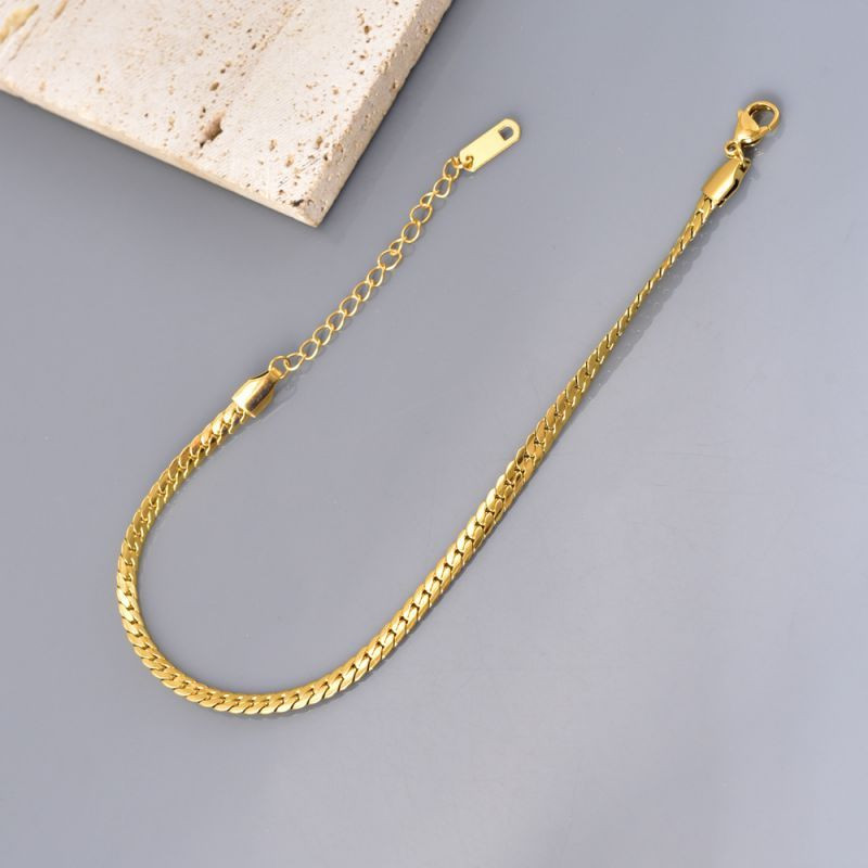 Браслет цепочка плоского плетения в золотистом цвете CJM17027