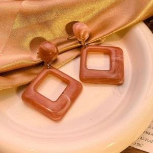 Геометрические висячие серьги с бирюзовым мраморным узором CJH77416 Геометрические висячие серьги с бирюзовым мраморным узором CJH77416