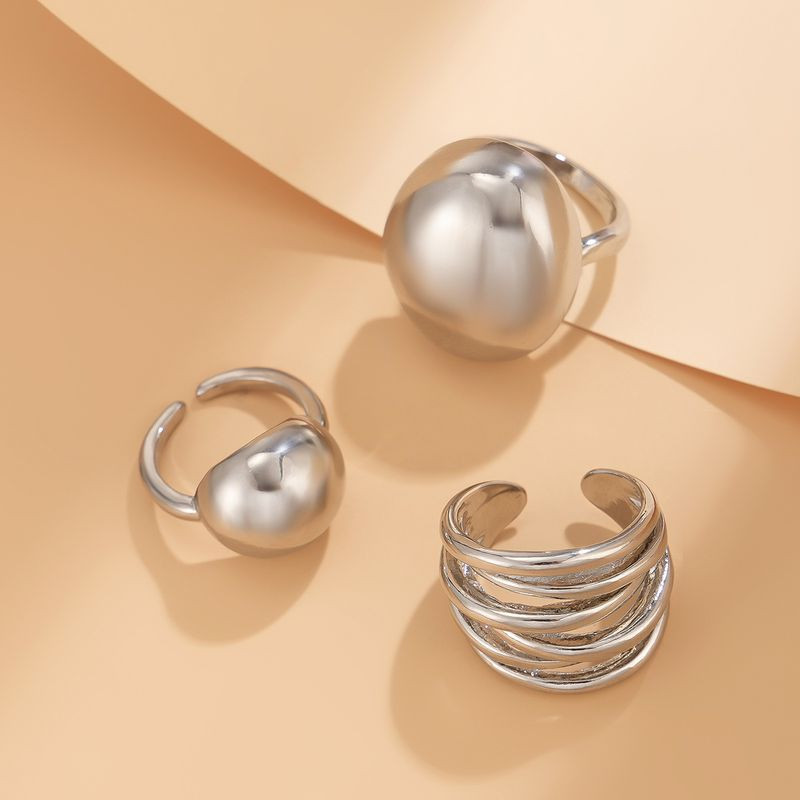 Сет серебристых колец в стиле футуризм и минимализм 1J11862CJJ