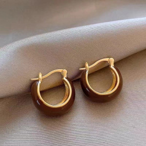 Коричневые медные серьги с глазурью CJS53621