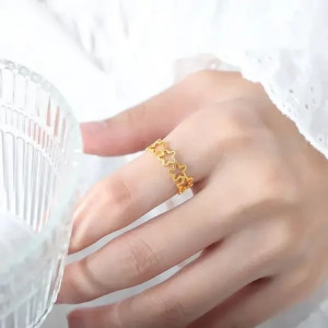 Кольцо стальное с напылением золотом звездочки J10188CJJ