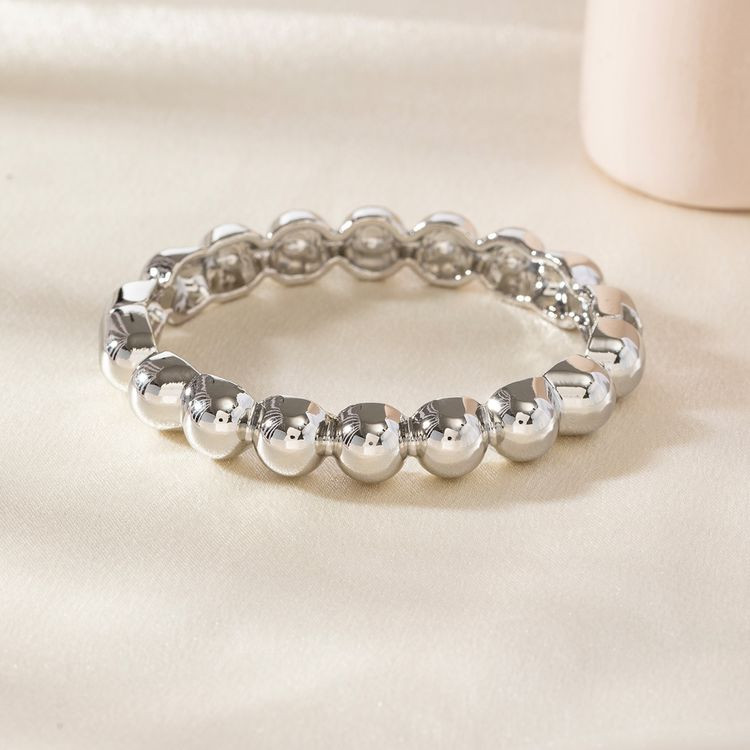 Браслет жесткий из крупных металлических бусин CJL16312