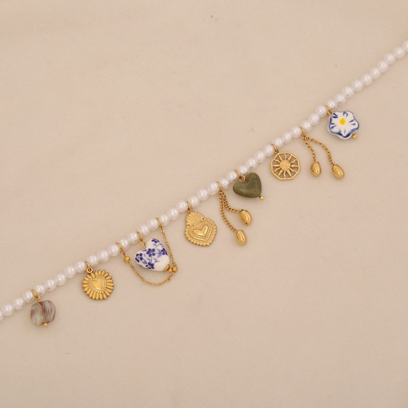 Чокер из мелкого белого жемчуга с набором цветных подвесок CJR76371 Чокер из мелкого белого жемчуга с набором цветных подвесок CJR76371