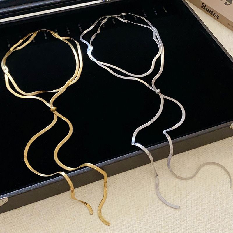 Серебристое колье-галстук с цепочной бахромой CJG76174 Серебристое колье-галстук с цепочной бахромой CJG76174