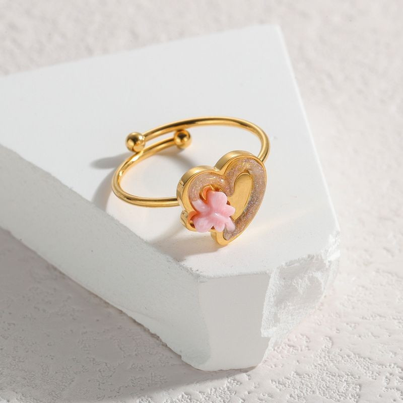 Кольцо из золотистого металла с перламутровым медведем CJG37167