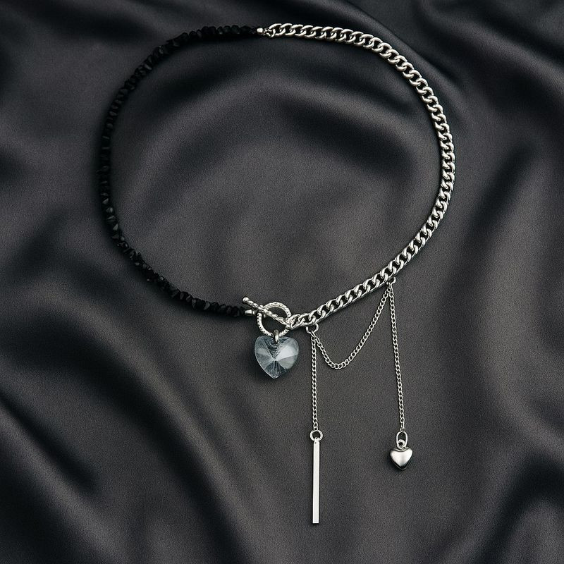 Чокер из бисера с каскадными подвесками и сердцем 1J11903CJJ