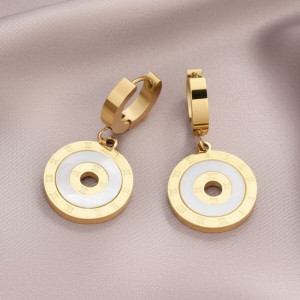 Серьги стальные с напылением золотом круги J10217CJJ Серьги стальные с напылением золотом круги J10217CJJ