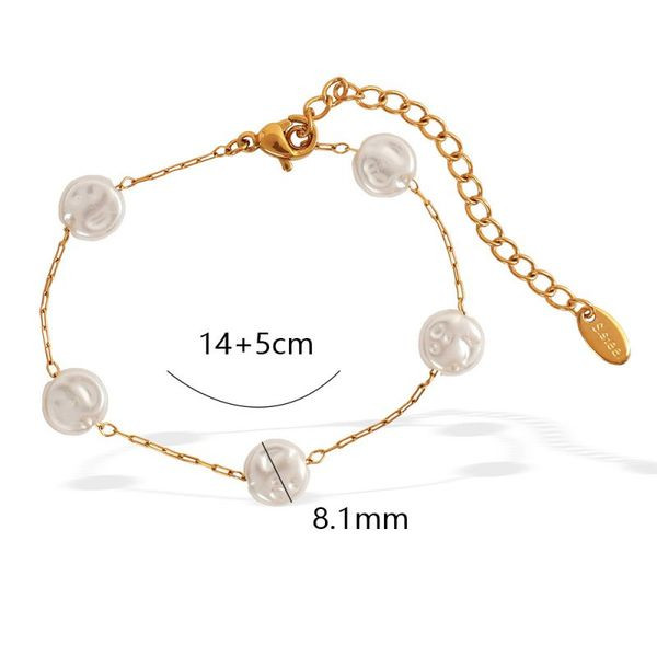 Браслет цепочка с барочным жемчугом и золотистыми сферами CJL90539
