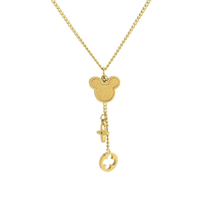 Изящное колье-галстук с медведем и четырехлистным клевером J10505CJJ