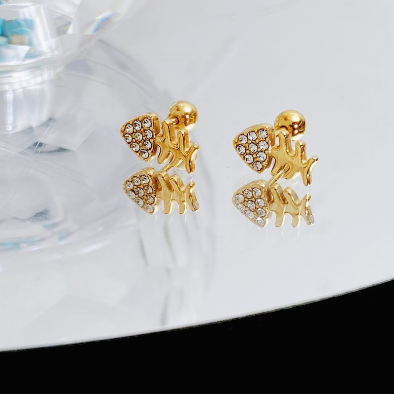 Золотистые медные серьги-пусеты со звездами и кристаллами 1J11011CJJ