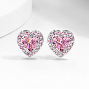 Серебристые серьги с сердцем из фианитов CJX78848