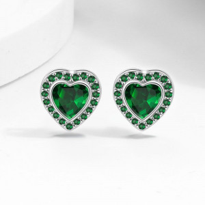 Серебристые серьги с сердцем из фианитов CJX78848