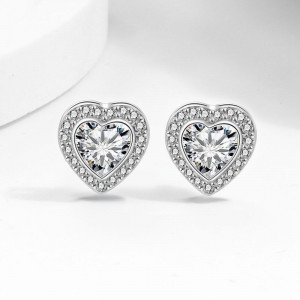 Серебристые серьги с сердцем из фианитов CJX78848