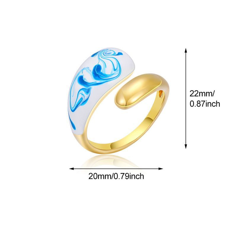 Кольцо с голубым орнаментом и эмалью CJS97509