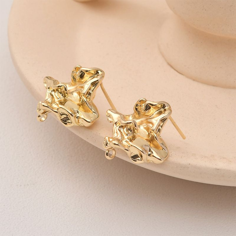 Дизайнерские серьги-пусеты Жатое золото с серебряным гвоздиком 1J11904CJJ