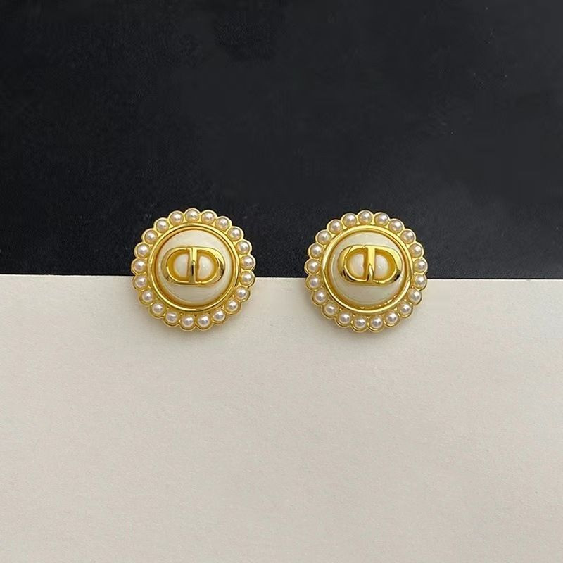 Элегантные серьги-пусеты с белой эмалью и жемчужным контуром 1J11990CJJ