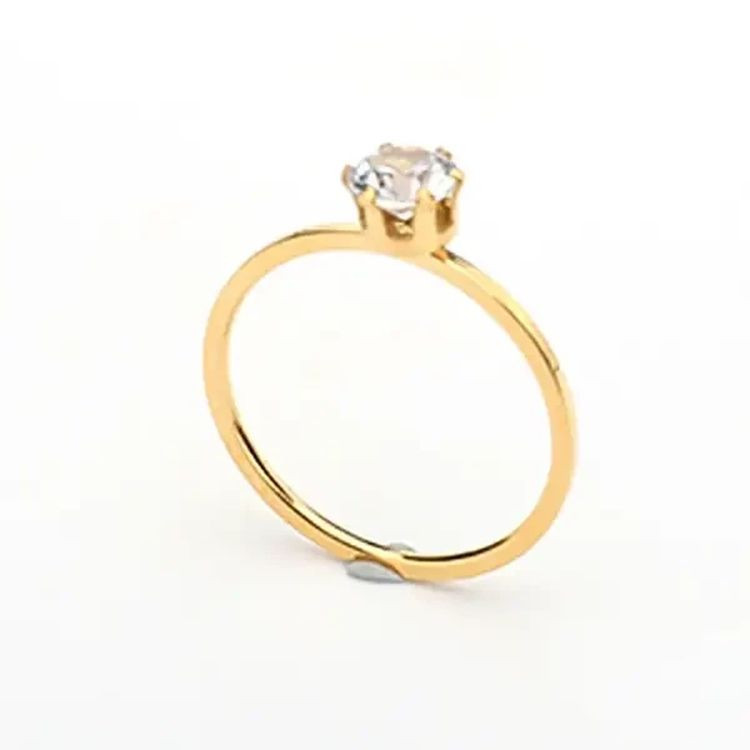 Кольцо стальное с напылением золотом и фианитами J10182CJJ