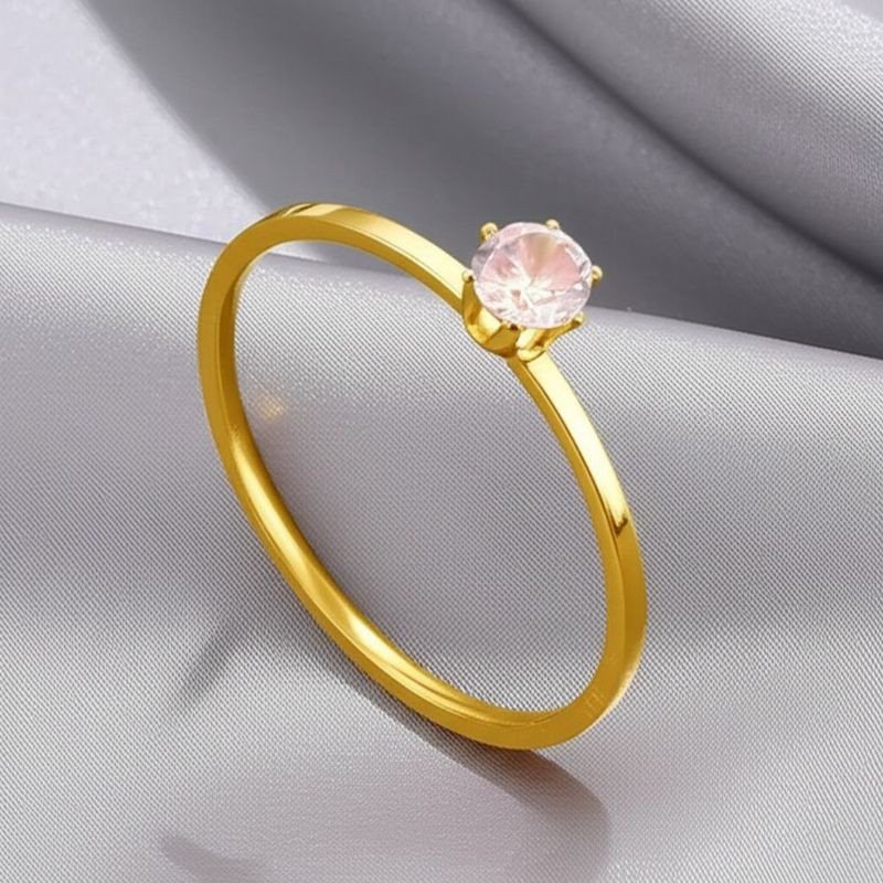 Помолвочное кольцо с крупным фианитом в золотистой оправе J10182CJJ Помолвочное кольцо с крупным фианитом в золотистой оправе J10182CJJ