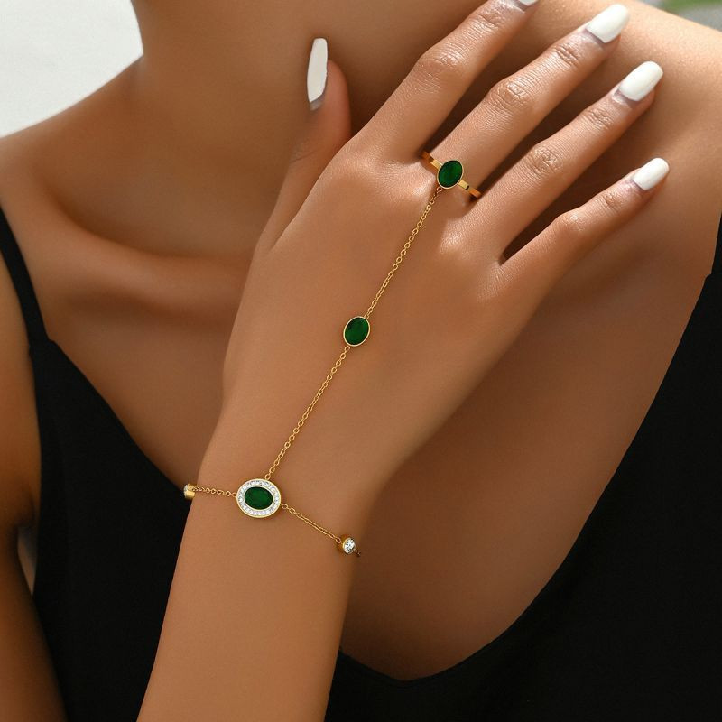 Слейв-браслет изумрудное сияние с квадратными вставками CJF27865