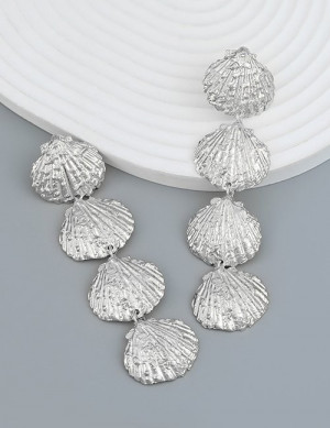 Длинные серьги-пусеты из фактурных дисков Z52526