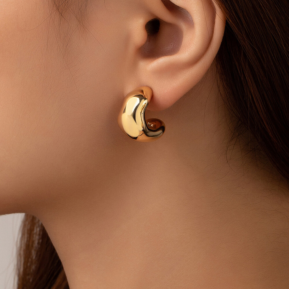 Компактные дутые серьги-полукольца с глянцевым финишем M84779