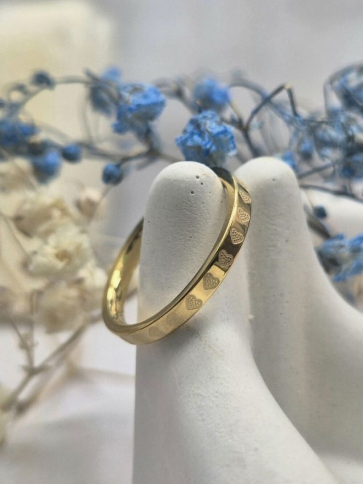 Кольцо медицинская сталь с напылением золотом J11161CJJ Кольцо медицинская сталь с напылением золотом J11161CJJ