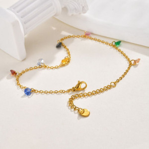 Браслет цепочка с разноцветными кристаллами в оправе CJM23135