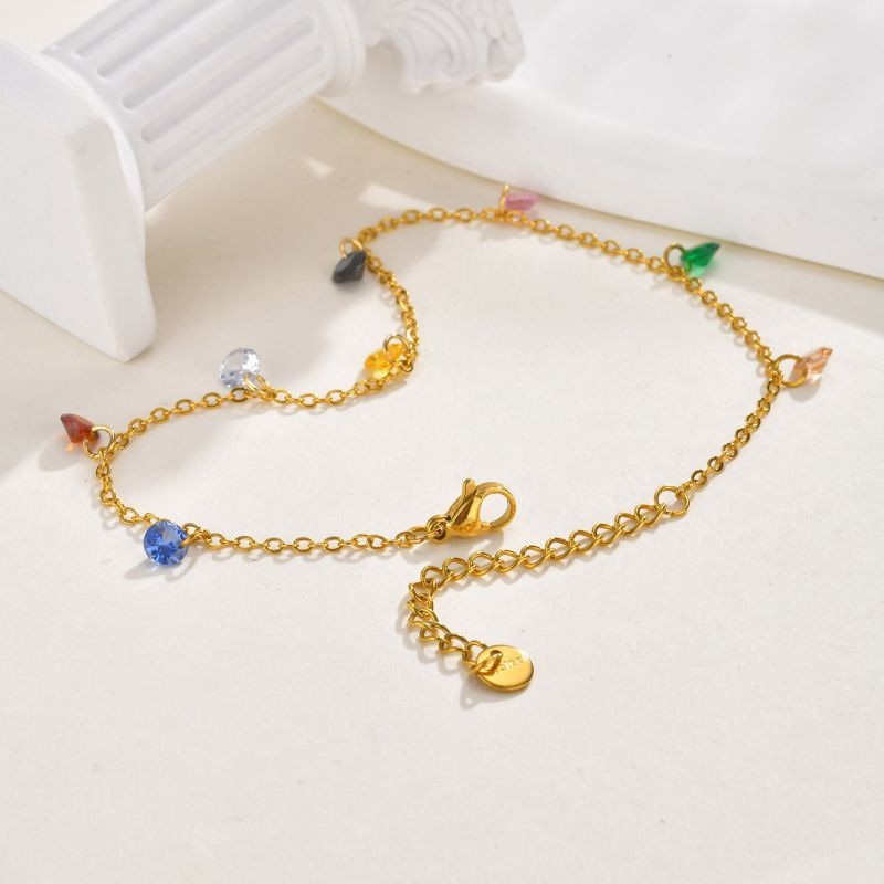 Браслет цепочка с разноцветными кристаллами в оправе CJM23135