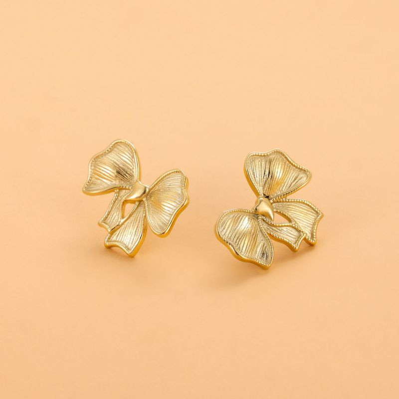 Серьги-пусеты Банты объемные фактурные CJL18236