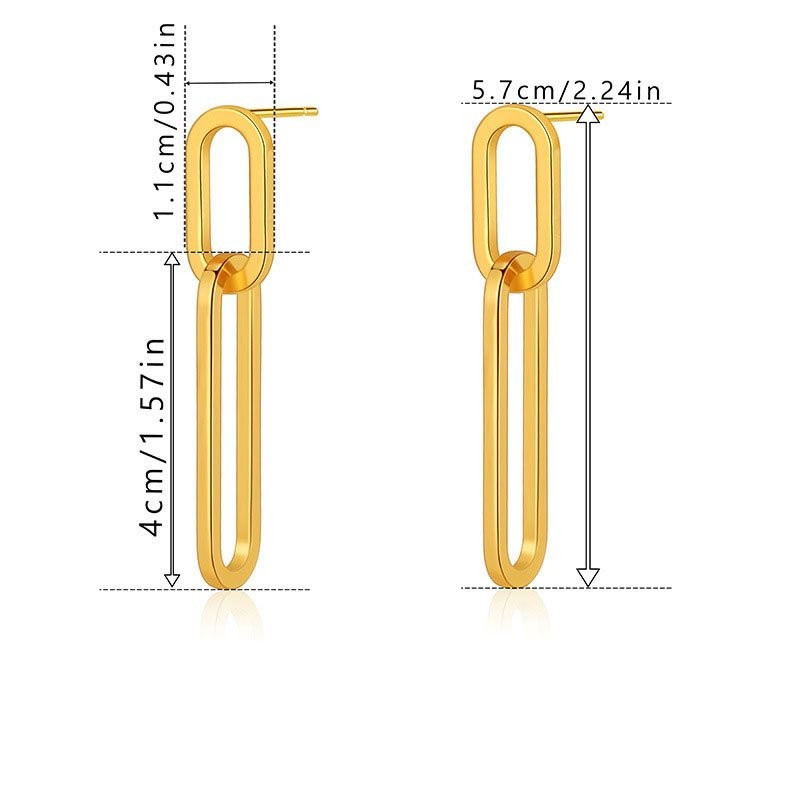 Матовые серьги-кольца из двойных звеньев N79550 Матовые серьги-кольца из двойных звеньев N79550