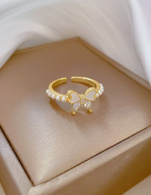 Кольцо с жемчужной бабочкой и фианитами L94937