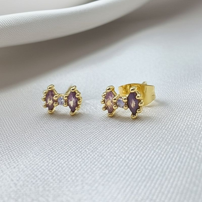 Серьги-гвоздики с цветными камнями 1J11013(CJJ)