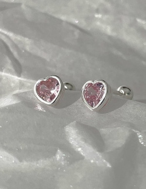 Милые серьги-пусеты розовые сердца Z17380