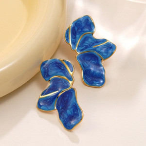 Серьги Висячие Абстрактные с синей эмалью CJR55883 Серьги Висячие Абстрактные с синей эмалью CJR55883